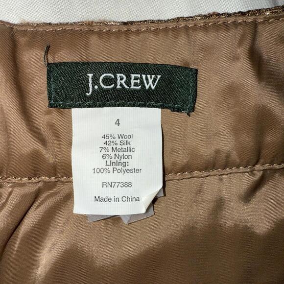 J.Crew Crackled Copper Pencil Skirt in Pecan Metallic 4 Brown Wool Silk Sparkle - Picture 5 of 9